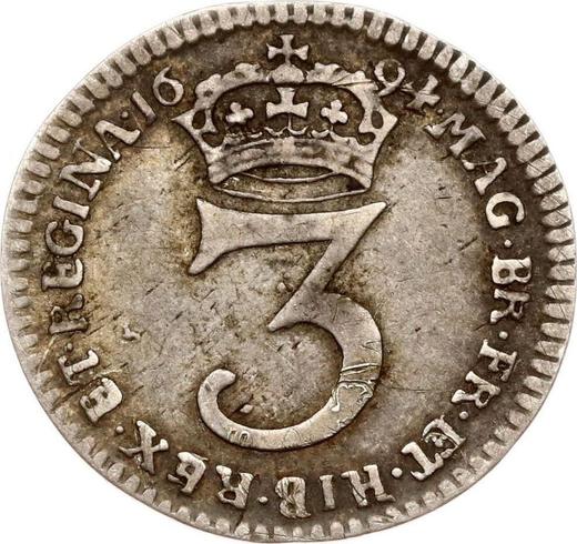 Reverse Threepence 1694 "Second busts" - Silver Coin Value - United Kingdom, William III and Mary II
