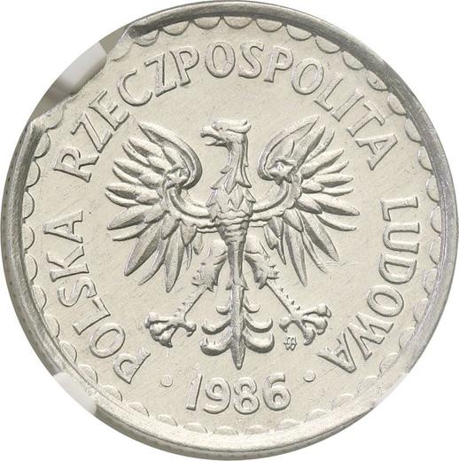 Obverse 1 Zloty 1986 MW - Coin Value - Poland, Peoples Republic