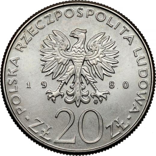 Obverse Pattern 20 Zlotych 1980 MW "50 Years of Dar Pomorza" Copper-Nickel -  Coin Value - Poland, Peoples Republic