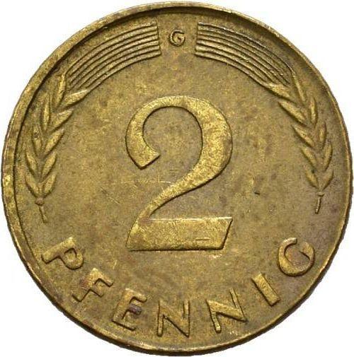 Obverse 2 Pfennig 1963 G -  Coin Value - Germany, FRG