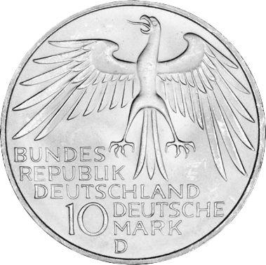 Reverse 10 Mark 1972 D "Games of the XX Olympiad" - Silver Coin Value - Germany, FRG