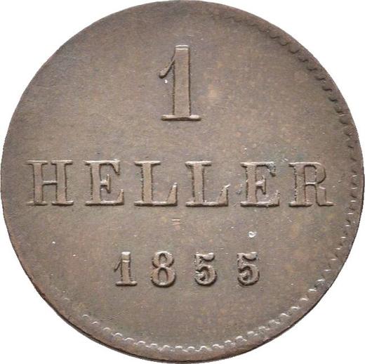 Revers 1 Heller 1855 - Münze Wert - Frankfurt am Main, Freie Stadt