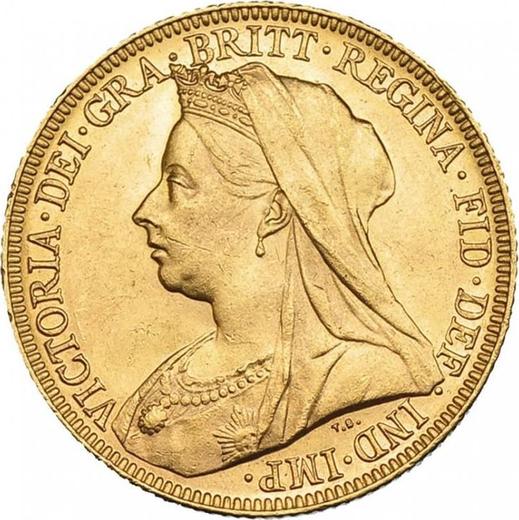 Awers monety - 1 suweren 1896 M "Zasłonięta głowa" - cena złotej monety - Australia, Wiktoria