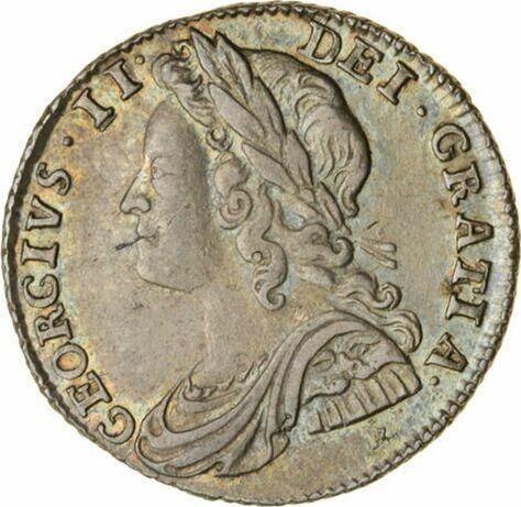 Anverso 6 peniques 1732 "Retrato en años jóvenes" - valor de la moneda de plata - Gran Bretaña, Jorge II