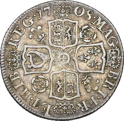 Reverse Shilling 1708 "Second draped bust" Roses and Plumes in angles - Silver Coin Value - United Kingdom, Anne