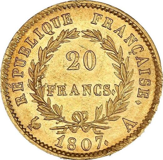 Reverse 20 Francs 1807 A "Type 1806-1807" - Gold Coin Value - France, Napoleon I