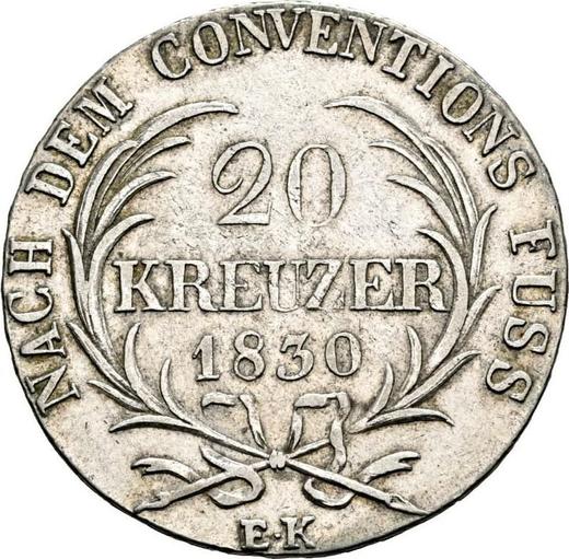 Reverse 20 Kreuzer 1830 EK - Silver Coin Value - Saxe-Coburg and Gotha, Ernest I