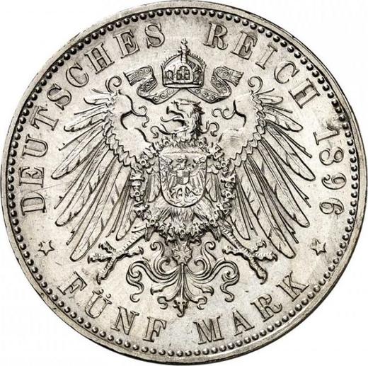Reverse 5 Mark 1896 J "Hamburg" - Silver Coin Value - Germany, German Empire