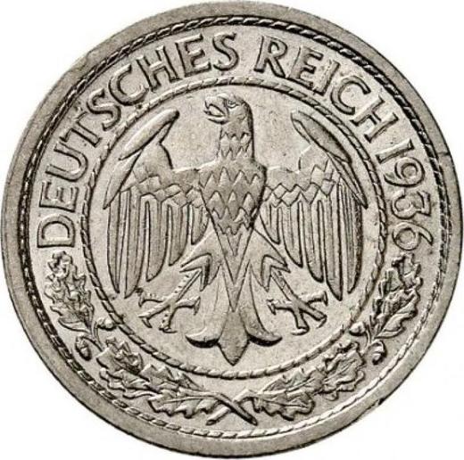 Obverse 50 Reichspfennig 1936 F -  Coin Value - Germany, Weimar Republic