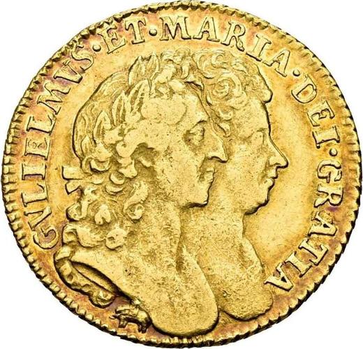 Anverso 1 guinea 1691 Elefante y castillo - valor de la moneda de oro - Gran Bretaña, Guillermo III y María II