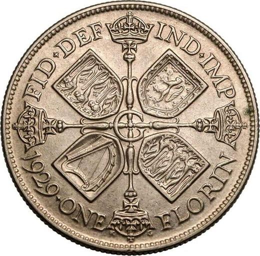 Reverso Florín (2 chelines) 1929 - valor de la moneda de plata - Gran Bretaña, Jorge V