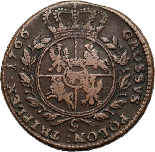 Reverse 3 Groszy (Trojak) 1766 g "Portrait in armor" -  Coin Value - Poland, Stanislaus II Augustus