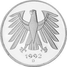 Revers 5 Mark 1992 D - Münze Wert - Deutschland, BRD