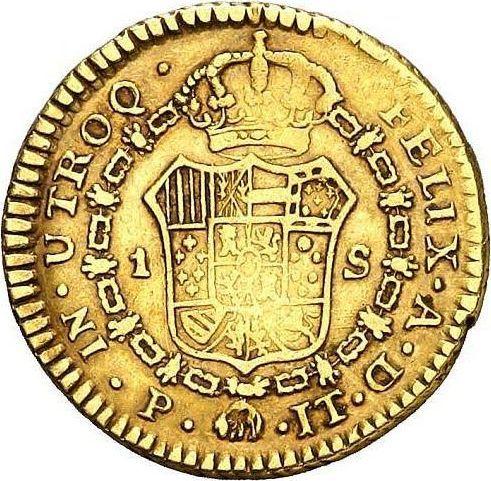 Reverse 1 Escudo 1804 P JT - Gold Coin Value - Colombia, Charles IV
