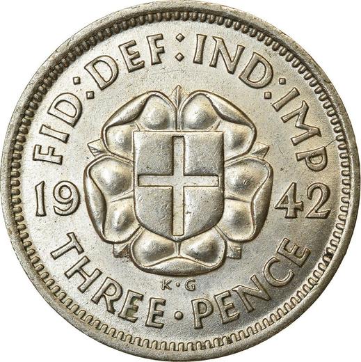 Reverso 3 peniques 1942 HP "Tipo 1937-1945" - valor de la moneda de plata - Gran Bretaña, Jorge VI