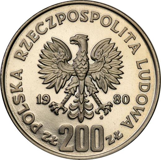 Awers monety - Próba 200 złotych 1980 MW "XIII zimowe igrzyska olimpijskie - Lake Placid 1980" Nikiel Bez znicza - cena  monety - Polska, PRL