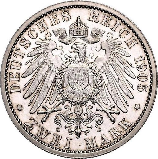 Revers 2 Mark 1905 "Schwarzburg-Sondershausen" 25 jährigen Regierungsjubiläum Breiter Randstab - Silbermünze Wert - Deutschland, Deutsches Kaiserreich