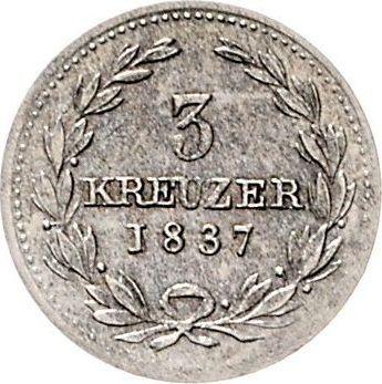 Revers 3 Kreuzer 1837 - Silbermünze Wert - Baden, Leopold