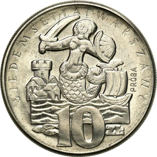Reverso Pruebas 10 eslotis 1965 MW "Sirena" Níquel - valor de la moneda  - Polonia, República Popular
