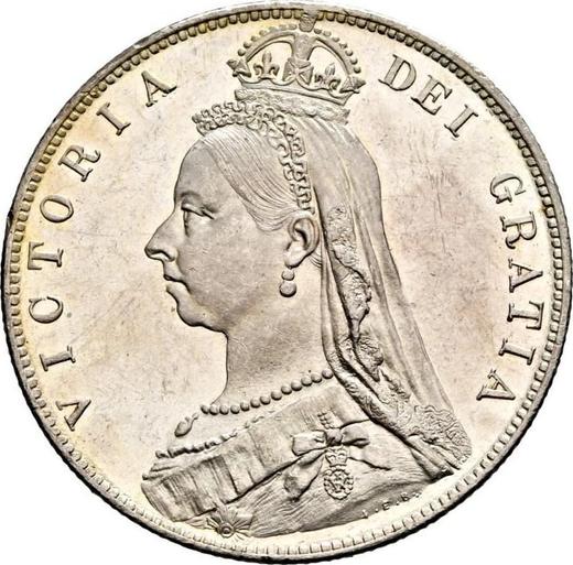 Anverso Media corona 1890 JEB "Retrato jubilar" - valor de la moneda de plata - Gran Bretaña, Victoria