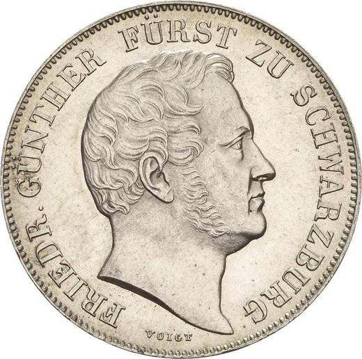 Аверс монеты - 1 гульден 1843 года - цена серебряной монеты - Шварцбург-Рудольштадт, Фридрих Гюнтер