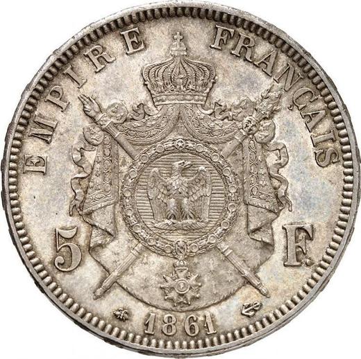 Reverse 5 Francs 1861 A "Type 1861-1870" - Silver Coin Value - France, Napoleon III
