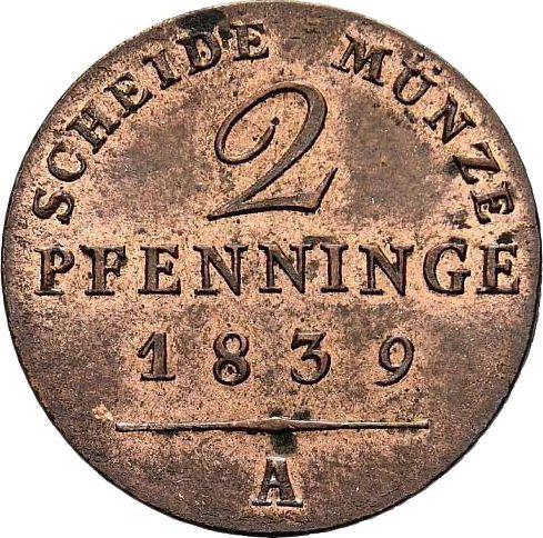 Reverse 2 Pfennig 1839 A -  Coin Value - Prussia, Frederick William III