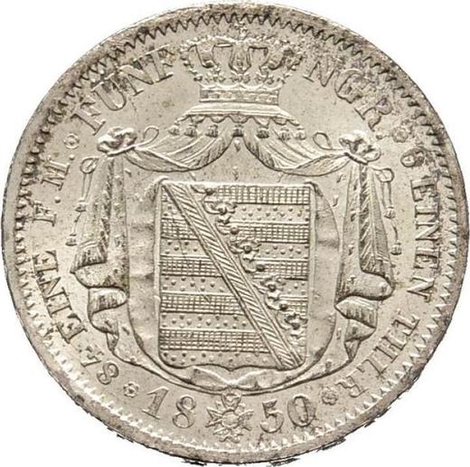 Reverse 1/6 Thaler 1850 F - Silver Coin Value - Saxony-Albertine, Frederick Augustus II