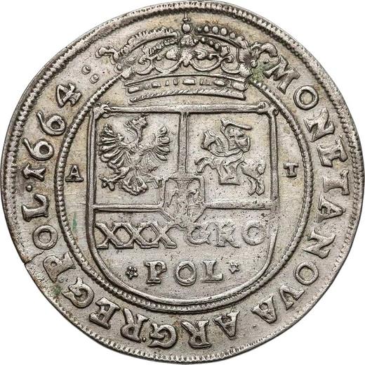 Reverse Pattern 1 Zloty (30 Groszy) 1664 - Silver Coin Value - Poland, John II Casimir