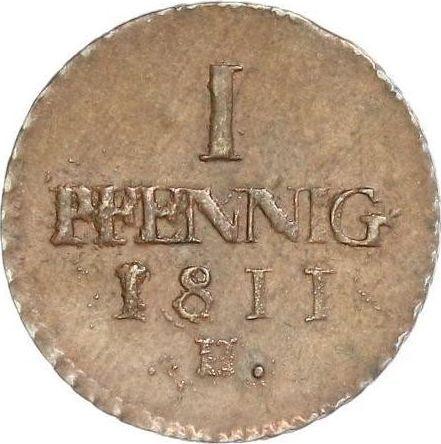 Reverse 1 Pfennig 1811 H -  Coin Value - Saxony-Albertine, Frederick Augustus I