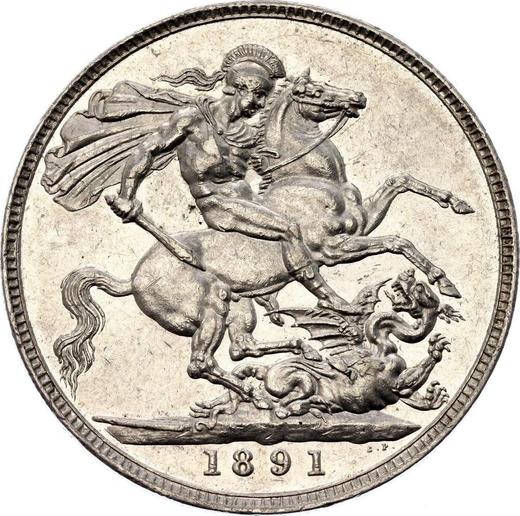 Реверс монеты - 1 крона 1891 года JEB "Юбилейный портрет" - цена серебряной монеты - Великобритания, Виктория