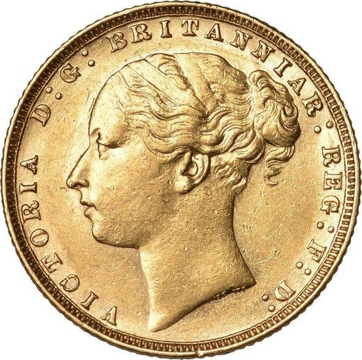 Аверс монеты - Соверен 1873 года WW "Св. Георгий" - цена золотой монеты - Великобритания, Виктория