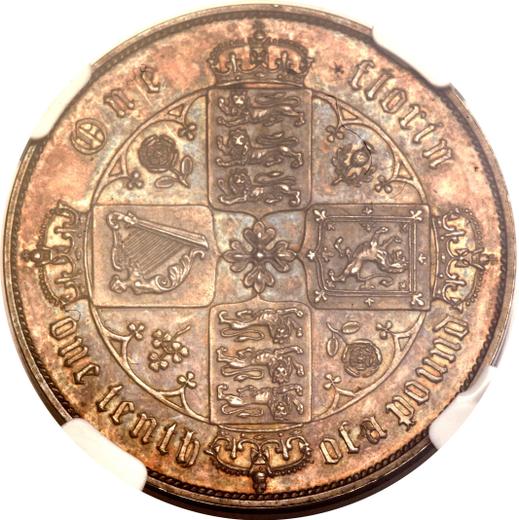 Reverse Florin 1863 WW "Gothic" Plain edge - Silver Coin Value - United Kingdom, Victoria