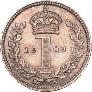Reverso Penique 1903 "Tipo 1902-1910" - valor de la moneda de plata - Gran Bretaña, Eduardo VII