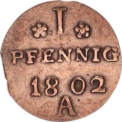 Реверс монеты - 1 пфенниг 1802 года A - цена серебряной монеты - Пруссия, Фридрих Вильгельм III