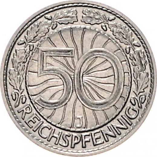 Reverse 50 Reichspfennig 1938 J -  Coin Value - Germany, Weimar Republic
