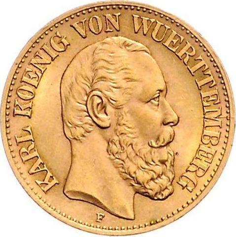 Obverse 10 Mark 1876 F "Wurtenberg" - Gold Coin Value - Germany, German Empire