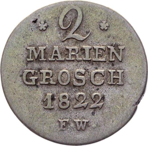 Revers 2 Mariengroschen 1822 F.W. - Silbermünze Wert - Waldeck-Pyrmont, Georg Heinrich