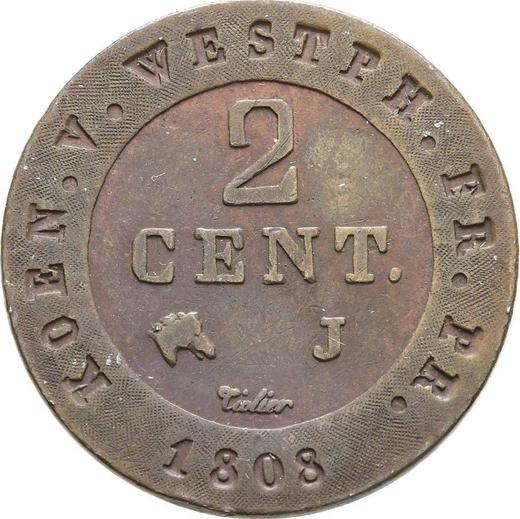 Revers 2 Centime 1808 J - Münze Wert - Westfalen, Jérôme Napoléon