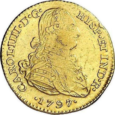 Obverse 2 Escudos 1797 NR JJ - Gold Coin Value - Colombia, Charles IV