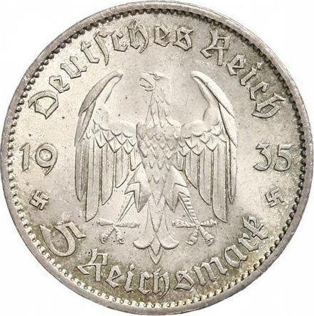 Reverse 5 Reichsmark 1935 A "Garrison Church (undated)" - Silver Coin Value - Germany, Third Reich