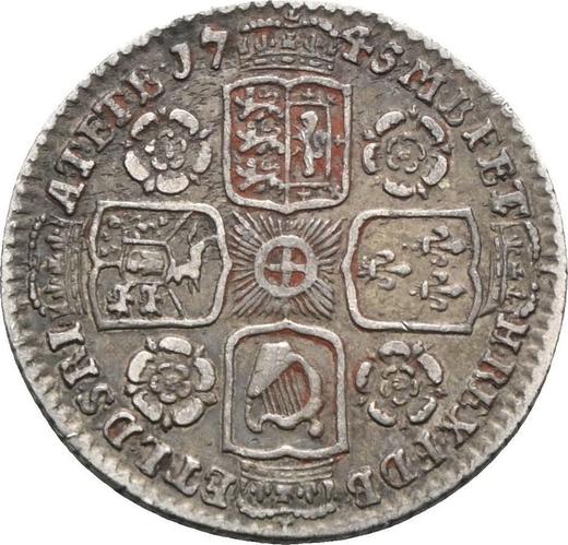 Reverso 6 peniques 1745 "Retrato de la vejez" Rosas en ángulos - valor de la moneda de plata - Gran Bretaña, Jorge II