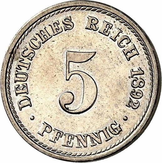 Obverse 5 Pfennig 1892 A "Type 1890-1915" -  Coin Value - Germany, German Empire