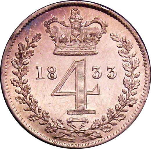 Reverse Fourpence (Groat) 1833 "Maundy" - Silver Coin Value - United Kingdom, William IV