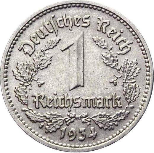 Anverso 1 Reichsmark 1934 D "Tipo 1933-1939" - valor de la moneda  - Alemania, Alemania nazi