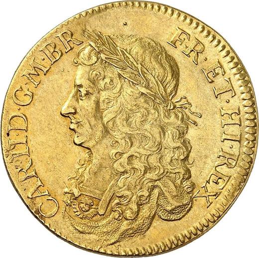 Awers monety - Broad 1662 - cena złotej monety - Wielka Brytania, Karol II