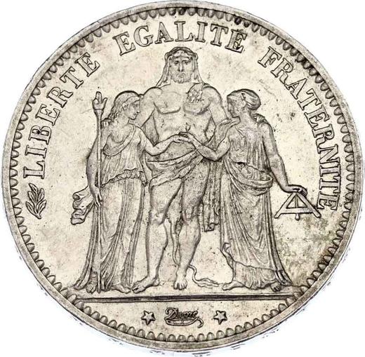 Reverso 5 francos 1874 K "Hércules" - valor de la moneda de plata - Francia, Tercera República