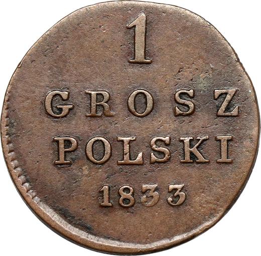 Reverso 1 grosz 1833 KG - valor de la moneda - Polonia, Zarato de Polonia