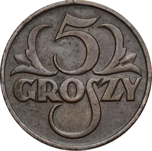 Reverse Pattern 5 Groszy 1923 WJ Brass Edge "MENNICA PAŃSTWOWA" - Coin Value - Poland, II Republic