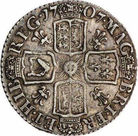 Reverse Sixpence 1707 "Type 1707-1711" Post-Union Plumes in angles - Silver Coin Value - United Kingdom, Anne